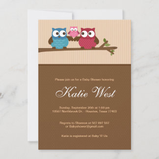 Invitación a Baby Shower de Moda Owls