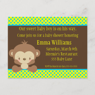 Invitación a Baby Shower de Monkey Boy
