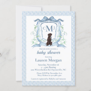 Invitación a Baby Shower de monograma de chocolate