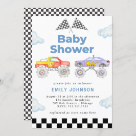 Invitación a Baby Shower de Monster Truck Boy