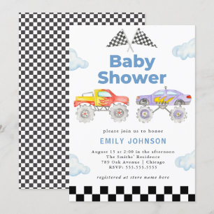 Invitación a Baby Shower de Monster Truck Boy