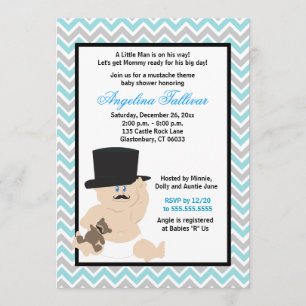 Invitación a Baby Shower de Mustache Baby Boy