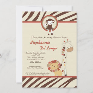 Invitación a Baby Shower de Nali Jungle Zoo Animal