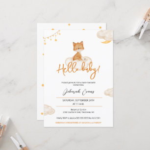 Invitación a Baby Shower de naranja Cute Fox