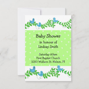 Invitación a Baby Shower de naturaleza verde y azu