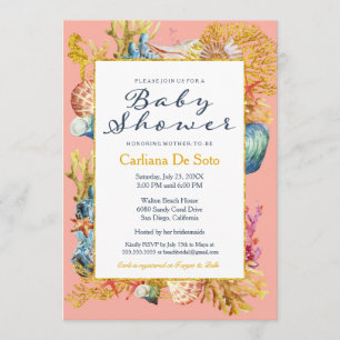 Invitación a Baby Shower de Nautical Beach Seashel