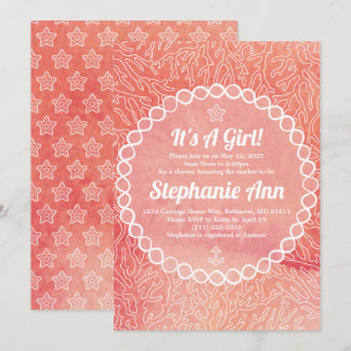 Invitación a Baby Shower de nautical Starfish Baby