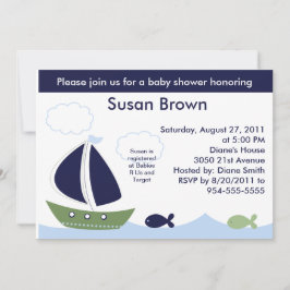 Invitación a Baby Shower de náuticas/oceánicas/vel
