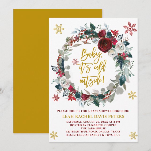 Invitación a Baby Shower de navidades (Anverso / Reverso)