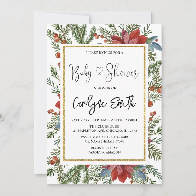 Invitación a Baby Shower de navidades (Anverso)