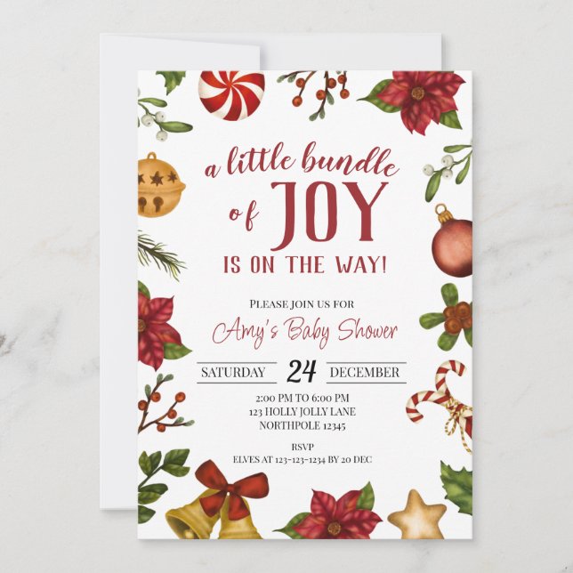Invitación a Baby Shower de navidades (Anverso)