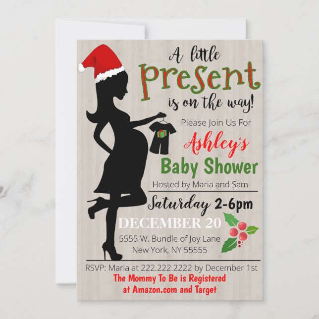 Invitación a Baby Shower de navidades (Anverso)