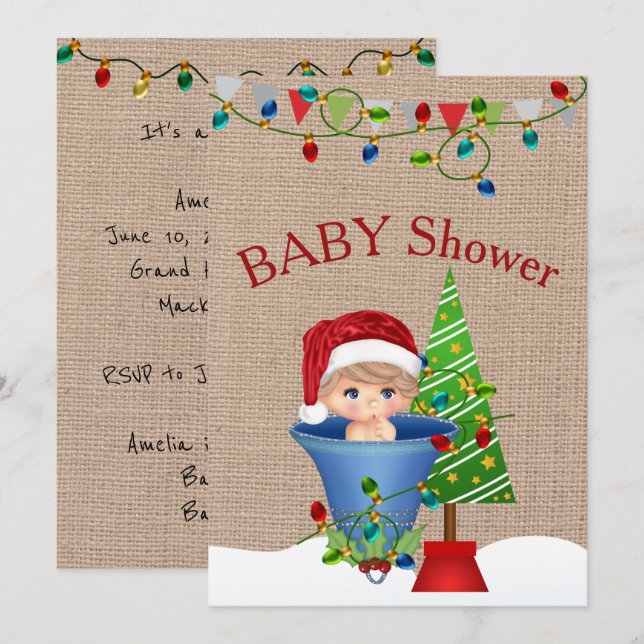 Invitación a Baby Shower de navidades (Anverso / Reverso)