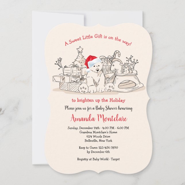 Invitación a Baby Shower de navidades (Anverso)