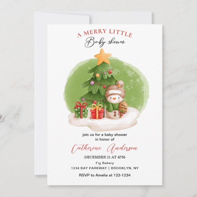 Invitación a Baby Shower de navidades (Anverso)