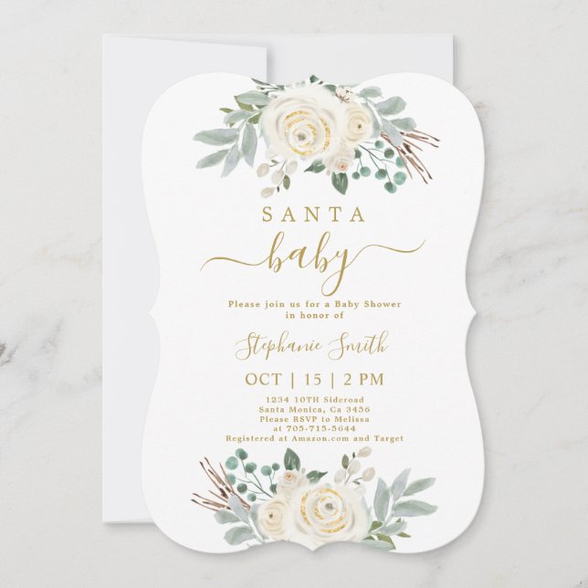 Invitación a Baby Shower de Navidades de bebé de S (Anverso)