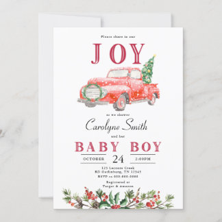 Invitación a Baby Shower de Navidades de camiones