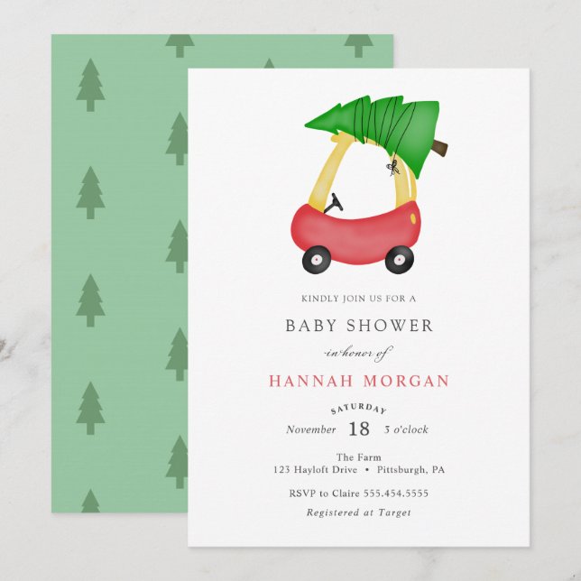 Invitación a Baby Shower de Navidades de invierno (Anverso / Reverso)