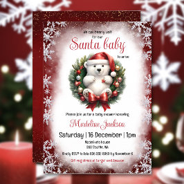 Invitación a Baby Shower de Navidades de oso bebé