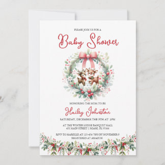 Invitación a Baby Shower de Navidades de venados m