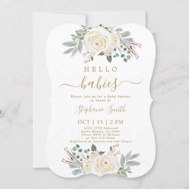 Invitación a Baby Shower de Navidades gemelos (Anverso)