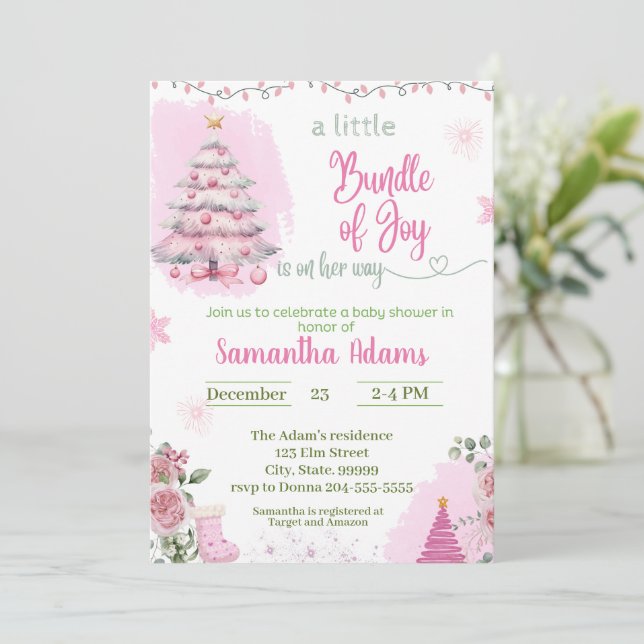 Invitación a Baby Shower de Navidades hábiles (Anverso de pie)