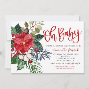Invitación a Baby Shower de navidades Pointsettia