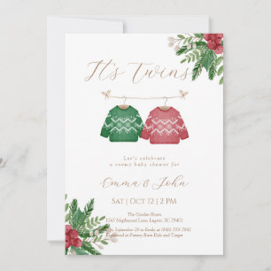 Invitación a Baby Shower de navidades Twin Brother