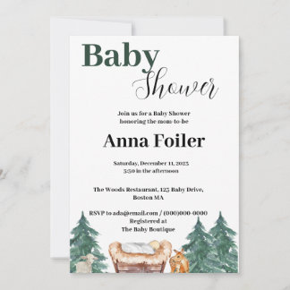 Invitación a Baby Shower de Navidades verdes