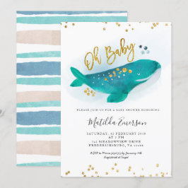 Invitación a Baby Shower de Navy Blue Oh Baby Whal