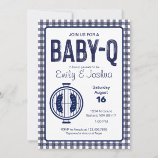 Invitación a Baby Shower de Navy Gingham Plaid