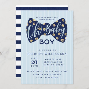 Invitación a Baby Shower de Nene Boy Navy Bow Tie