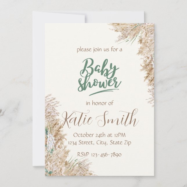 Invitación a Baby Shower de Neutral Tone Boho (Anverso)