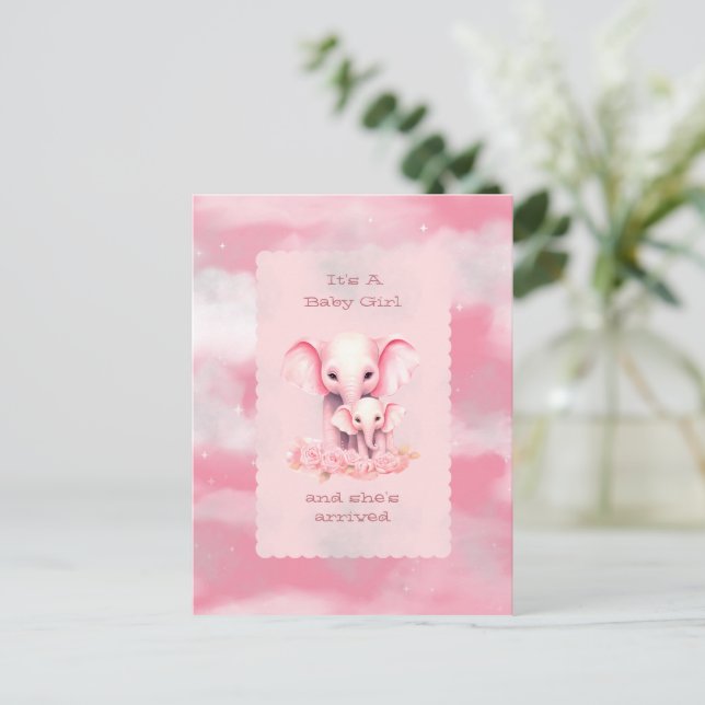 Invitación a baby shower de niña (Anverso de pie)