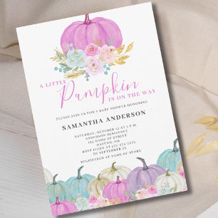 Invitación a baby shower de niña calabaza pequeña