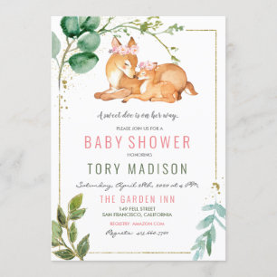 Invitación a baby shower de niña cierva