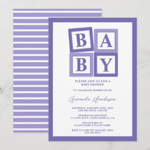 Invitación a Baby Shower de Niña con Bloques de Be