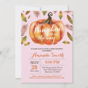 Invitación a baby shower de niña con calabaza de o