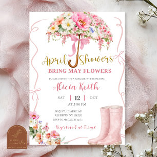 Invitación a baby shower de niña con concha morada