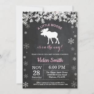 Invitación a baby shower de niña con copo de nieve