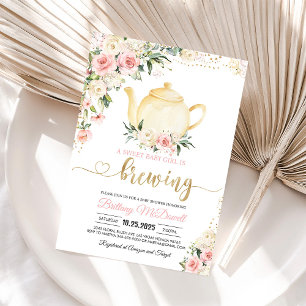 Invitación a Baby Shower de Niña con Fiesta de Té