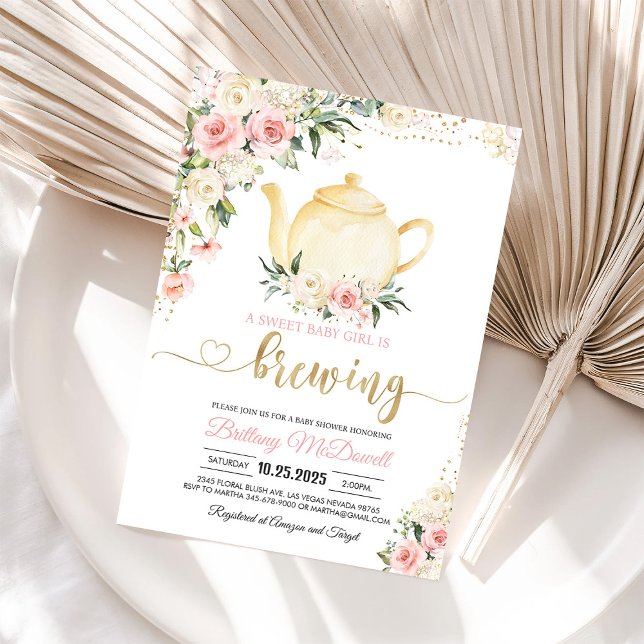 Invitación a Baby Shower de Niña con Fiesta de Té  (Subido por el creador)