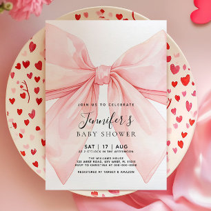 Invitación a Baby Shower de Niña con Lazo Rosa