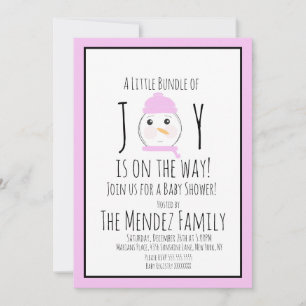 Invitación a Baby Shower de Niña con Muñeco de Nie