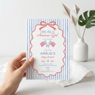 Invitación a baby shower de niña totalmente americ