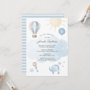 Invitación a Baby Shower de Niño Bebé Azul