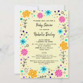 Invitación a Baby Shower de niño Chica floral amar