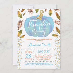 Invitación a baby shower de niño con calabaza de o