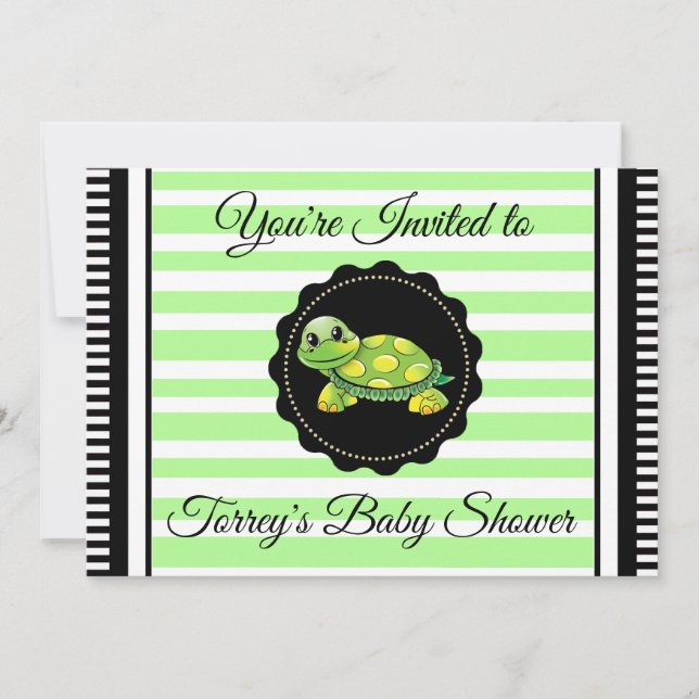 Invitación a Baby Shower de niño con temas de la t (Anverso)