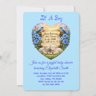 Invitación a Baby Shower de Niño en Azul Suave Es 
